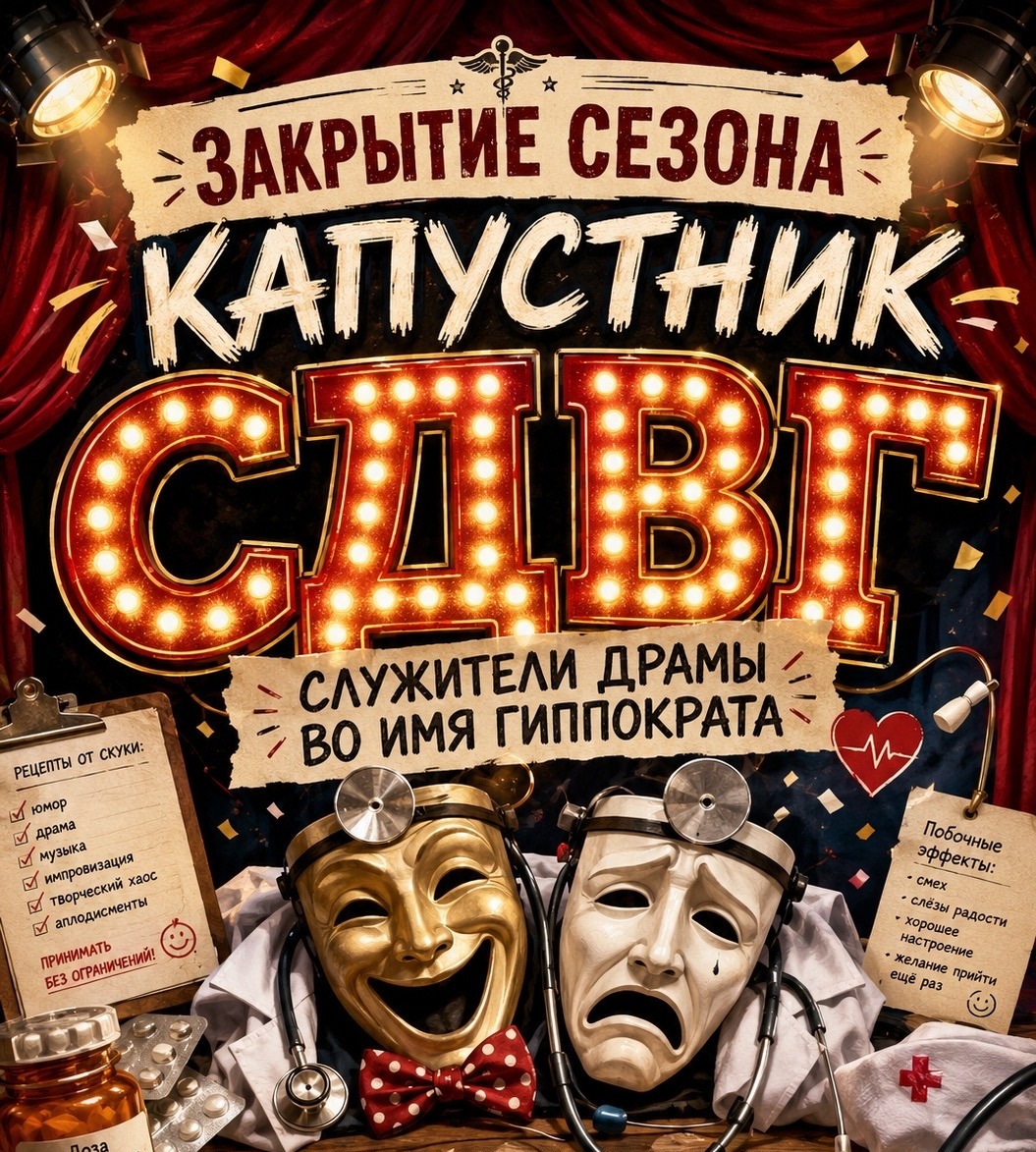 Закрытие творческого сезона в клубе «Гиппократ»: «СДВГ: Служители драмы во имя Гиппократа»